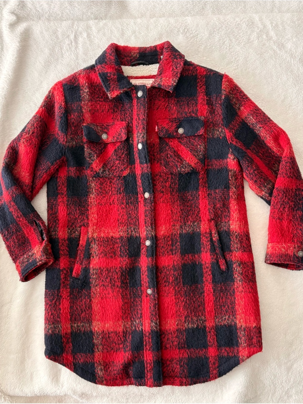 Levi's Women’s Red and Navy Blue Plaid Shacket
